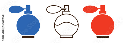 Perfume silhouette icon set. fragrance, bottle variety, scent symbols collection