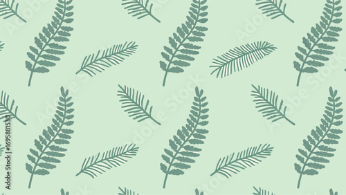 Elegant green fern pattern on a soft pastel background.