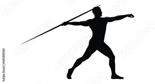 a silhouette figure throwing javelin with dynamic posture