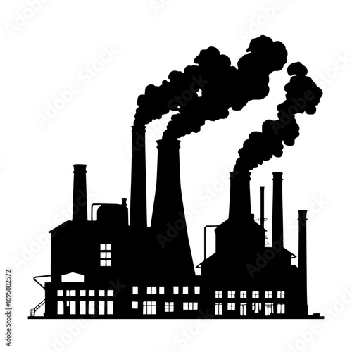 Factory with smoke chimneys 