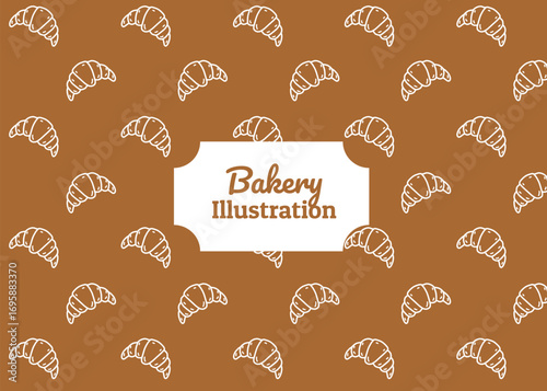bakery illustration pattern with brown background, food packaging, menu illustration hand drawn print ads, food business, bakery