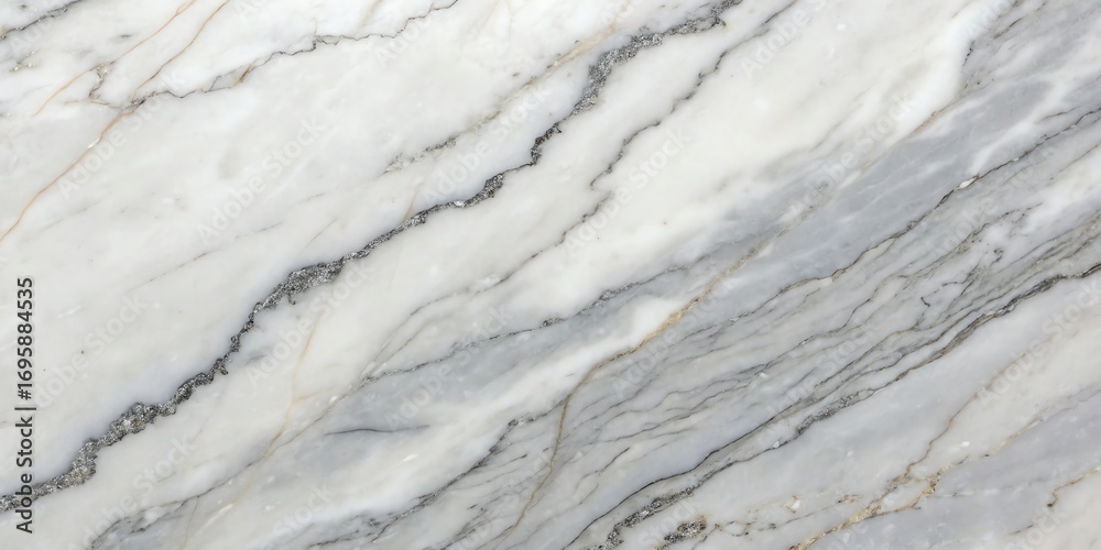 Obraz premium Close-up texture of white marble with gray veins a classic natural stone surface.