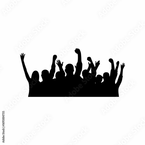 Silhouette of a cheering crowd at a vibrant live concert event