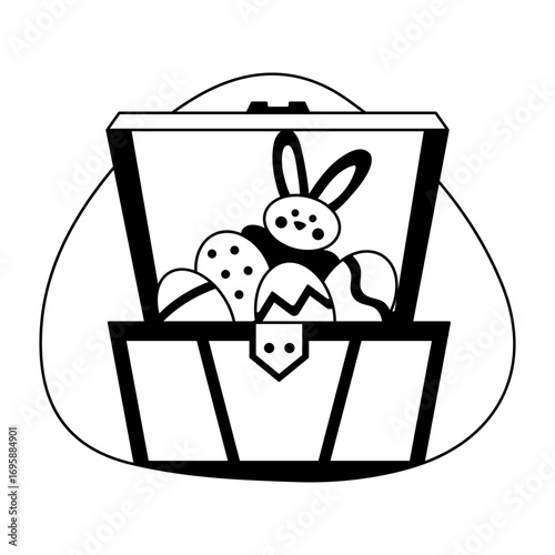 Easter hunt box illustration in glyph style 