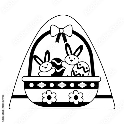 A glyph style illustration of an easter egg basket 