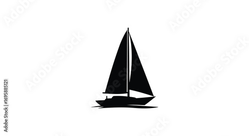 a simple black silhouette of a sailboat on calm waters
