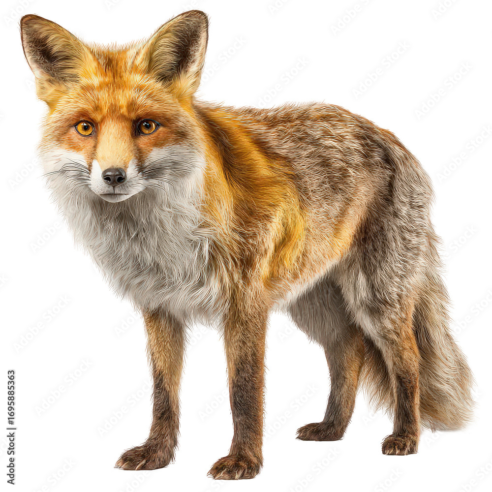 Fototapeta premium Red Fox Standing on Transparent Background