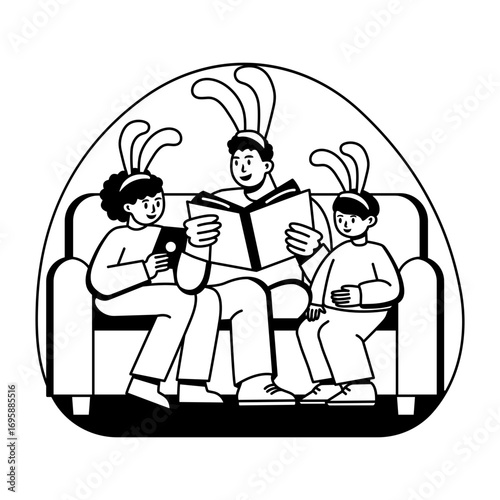A glyph style illustration of easter story reading 
