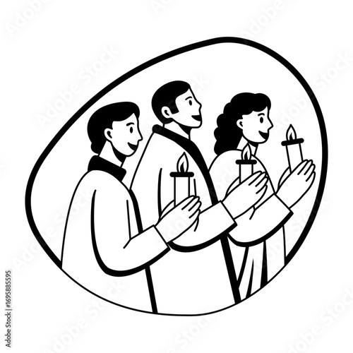 Glyph illustration showing some characters performing easter ritual