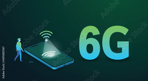 An illustration showcasing the concept of 6G mobile technology. EPS Vector