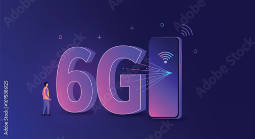 Futuristic illustration showcasing 6G technology. EPS Vector