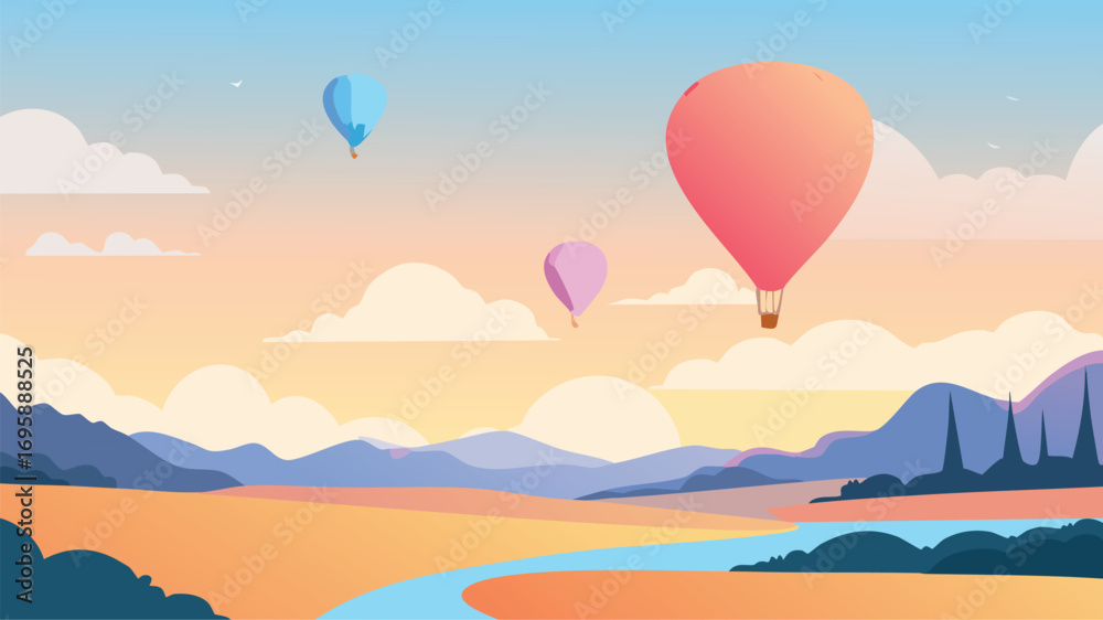 Fototapeta premium hot air balloon over mountains