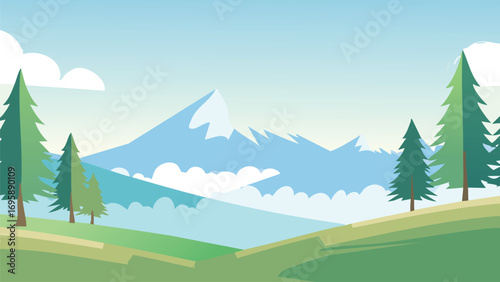 landscape with mountains and trees