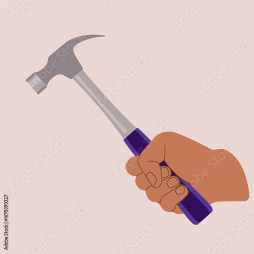 A Black Person’s Hand Holding A Hammer.