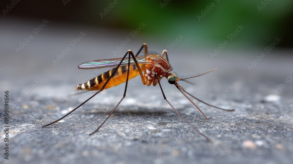 Fototapeta premium Close-up of a mosquito on a surface.