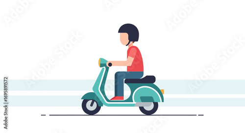 Retro Scooter Rider Vector