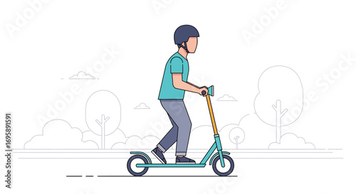 Retro Scooter Rider Vector
