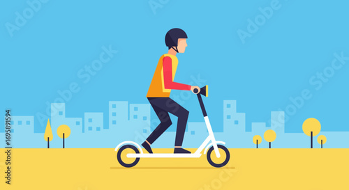 Retro Scooter Rider Vector