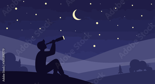 Contemplative Silhouette Under a Vast Starry Night