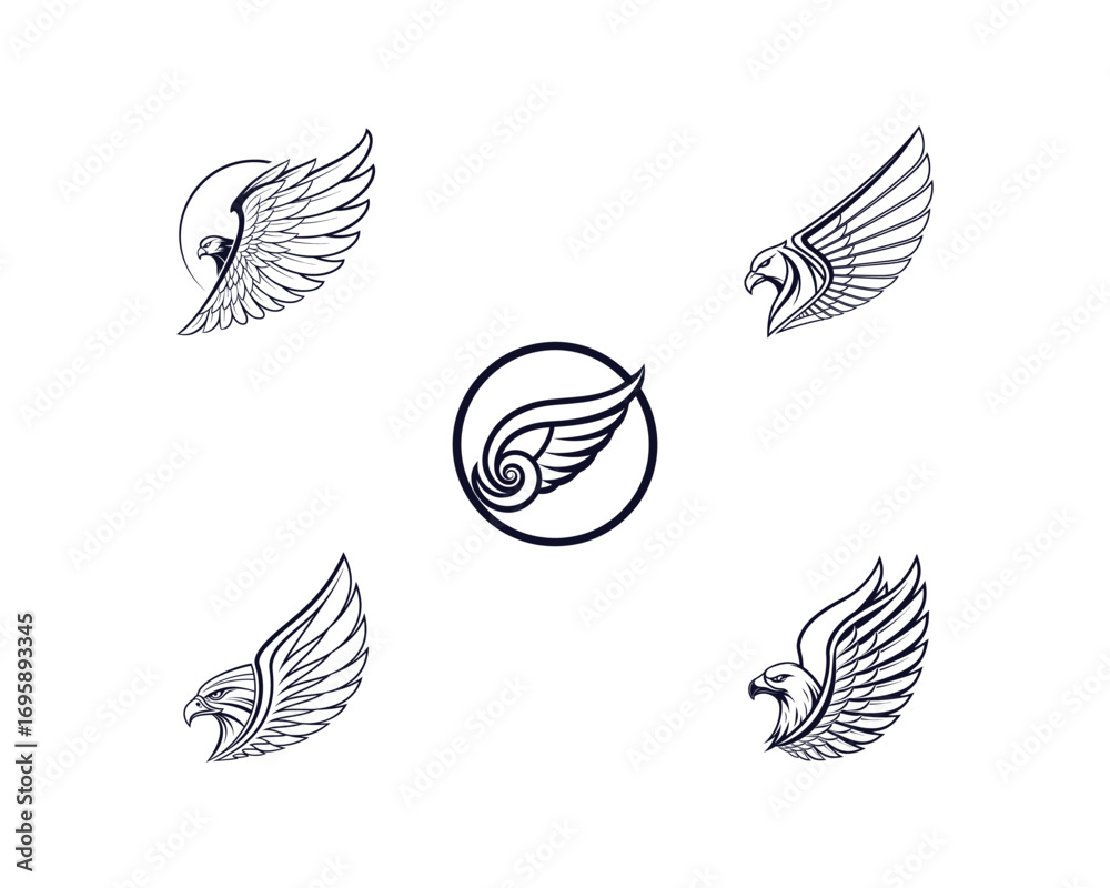 Obraz premium Wing Logos and Icons with Birds in Flight