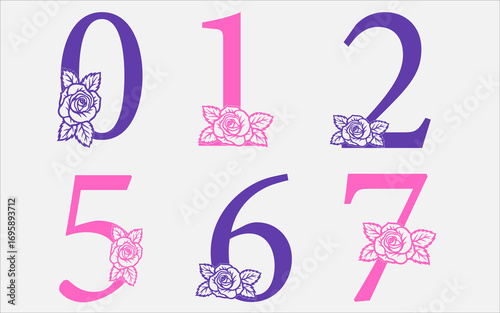 Floral alphabet a-z vector design, flower letter set vector design, Alphabet vector, 1-10 number vector