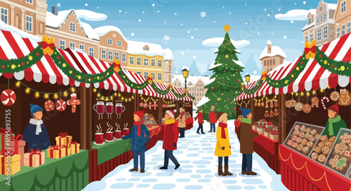 Festive Christmas Market Scene