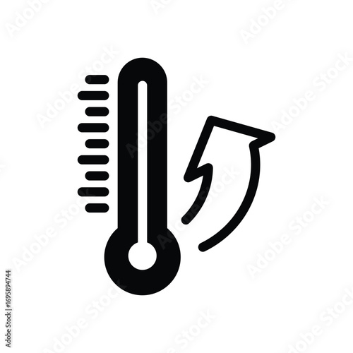 temperature and up arrow solid icon vector design good for web or mobile app