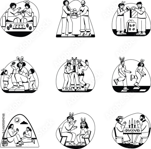 Pack of Easter Activities Glyph Illustrations 

