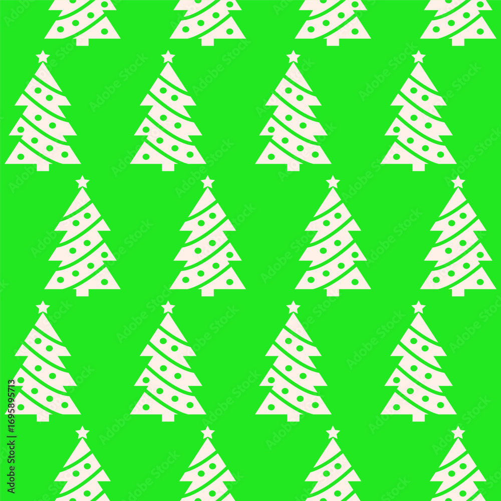 Obraz premium Christmas trees seamless pattern on green background. Design template for wallpaper,fabric,wrapping, textile