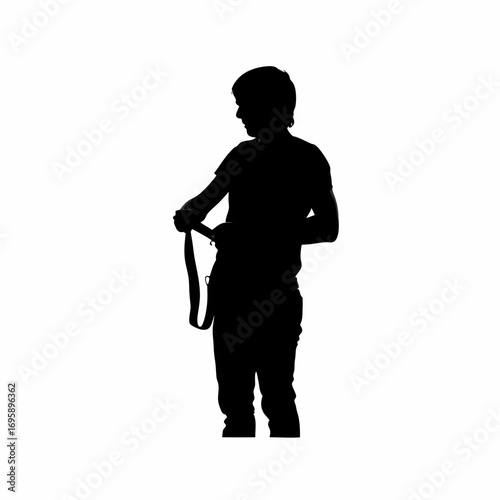 Silhouette of a driver fastening seatbelt for road safety awareness