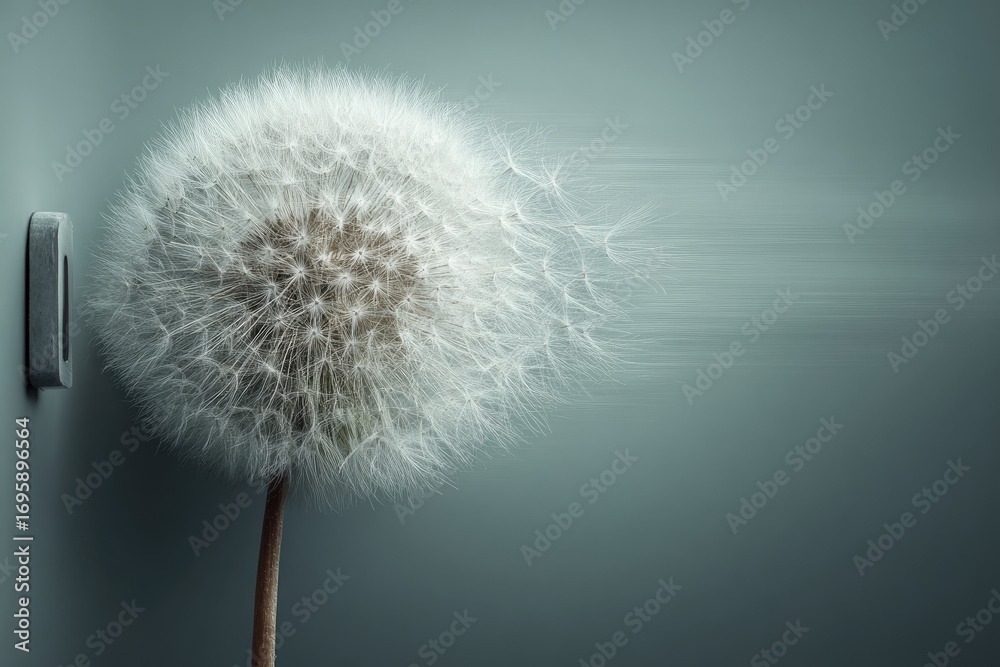 Obraz premium Dandelion seed head dispersing