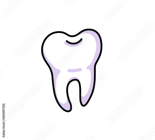 Tooth cartoon outline icon. Cute vector isolated illustration.