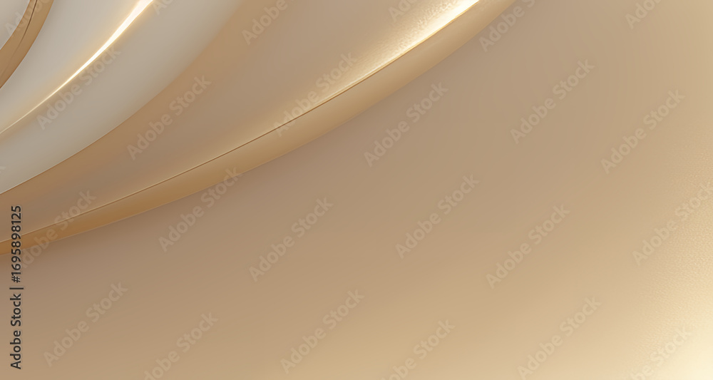 Obraz premium Elegant Beige Curved Abstract Design with Soft Gold Accents