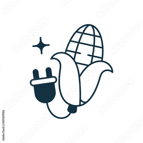 Corn ethanol icon with white background vector stock illustration