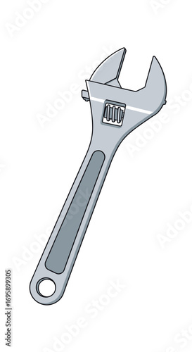 Adjustable wrench tool for plumbing repair and mechanical work with metal handle and jaws