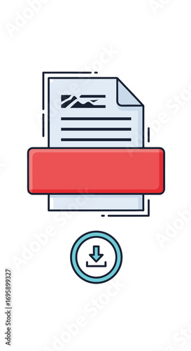 Printing document or file download icon symbol graphic illustration