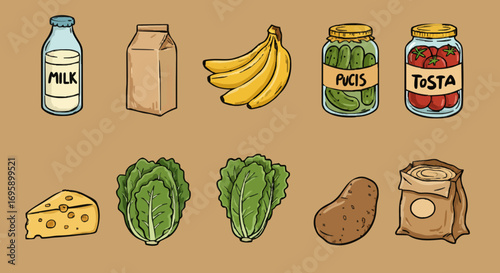 Icon set grocery
