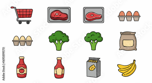 Icon set grocery