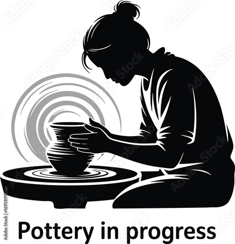 Pottery in Progress Illustration for Craft, Art, and Creative Handmade Ceramic Concepts