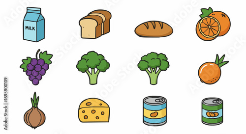 Icon set grocery