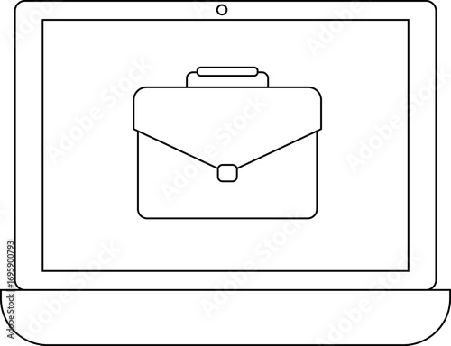 laptop icon and briefcase icon with white background