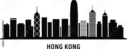 Hong Kong Skyline Silhouette Vector Illustration Cityscape Urban Landscape Travel Icon