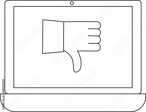 laptop icon and dislike icon with white background