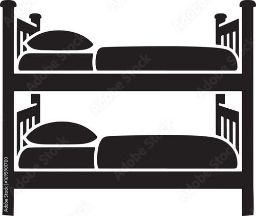 Cozy Bunk Bed Silhouette Illustration for Dormitory or Children's Room Decor and Furniture Design