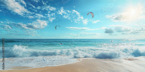 kite surfing on the beach