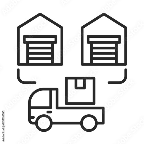 Warehouse truck line icon vector for logistics and supply chain clip art.