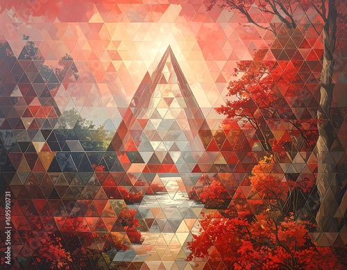 Triangular landscape with a path