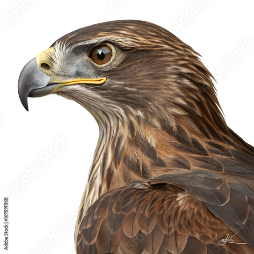 Portrait of a golden eagle isolated on transparent background