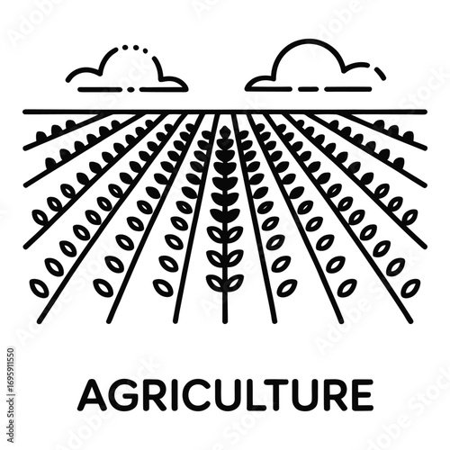 Agriculture Field Icon – Farming, Crop Growth, and Sustainable Harvest Symbol

