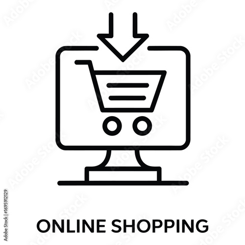 Online Shopping Vector Icon – E-commerce, Retail, Buy, Store Symbol